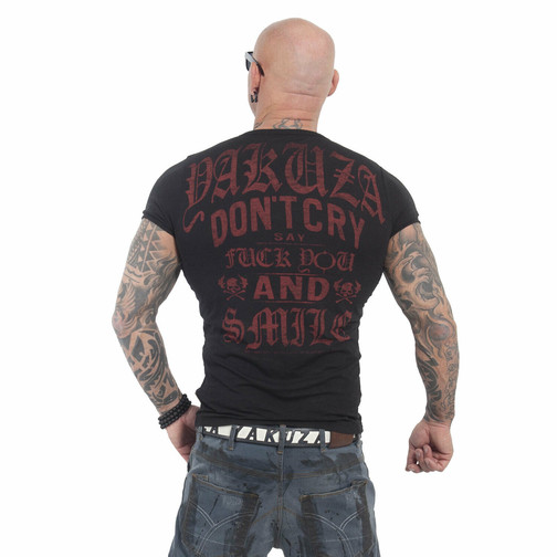 YAKUZA T-Shirt Burnout Daily Jolly TSB-13037 Black Schwarz T-Shirts 