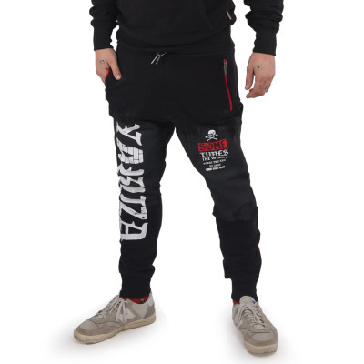 Yakuza Herren Jogginghose Bricks Zip JOB 15042 (Schwarz-Rot)