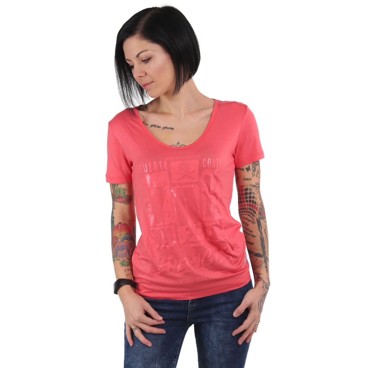 Yakuza Damen T-Shirt Contra V-Neck GSB 15116 (Rose of...