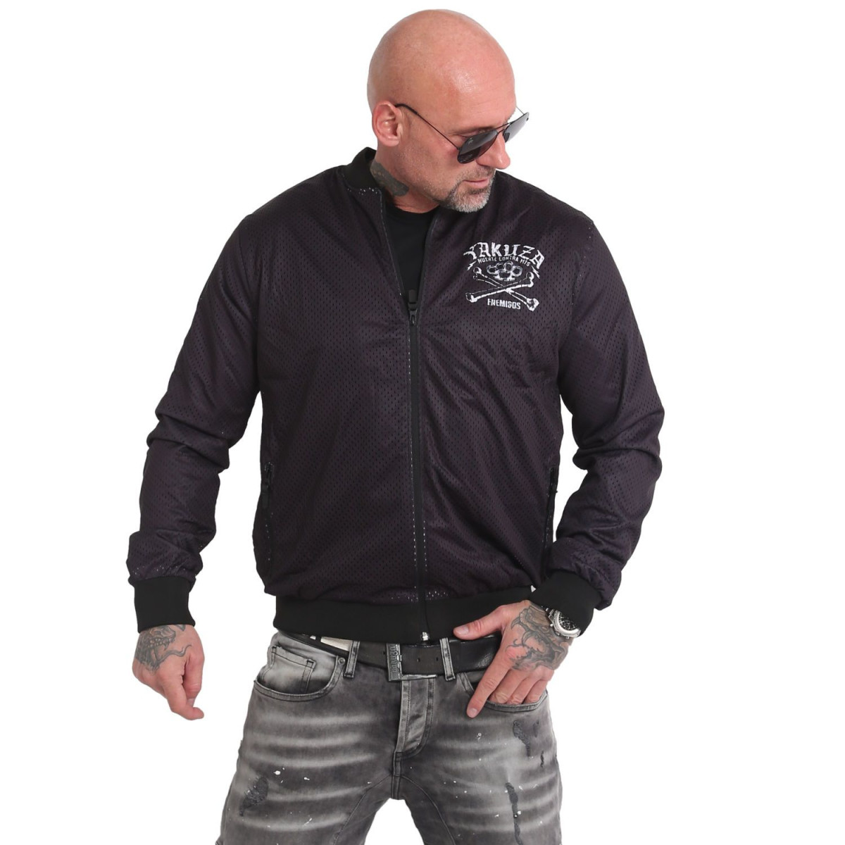 Yakuza Bomberjacke Muerte Mesh JB 15039 (Schwarz)