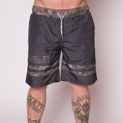 Label 23 Herren Badeshorts Striped Camo (Schwarz Camouflage)